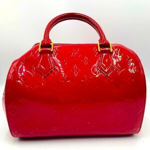 Auth Louis Vuitton Rose Indian Monogram Vernis Montana Bowler Bag Preloved